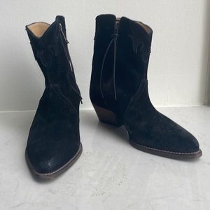 Free People New Frontier Western Boot in Black Suede